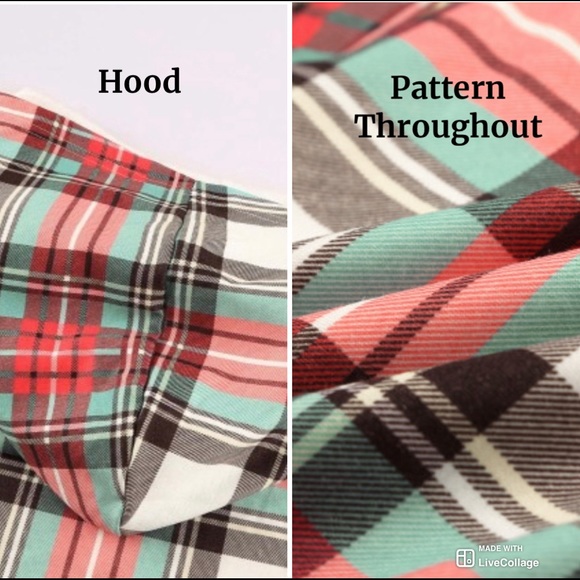 โญ๏ธHPx3โญ๏ธโข Plaid Cowl Neck Drawstring Hoodie w/ Thumb Holes - Picture 4 of 8